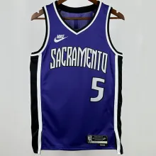 2024/25 Kings FOX #5 purple Retro NBA Jerseys 热压