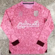 2024/25 Palestine Pink Long Sleeve Soccer Jersey 阿拉伯文
