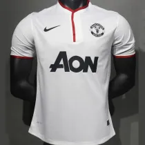 2013/14 M Utd Away White Retro Player Version Soccer Jersey