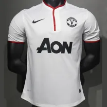 2013/14 M Utd Away White Retro Player Version Soccer Jersey