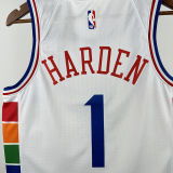 2025 76ers HARDEN #1 White City Edition NBA Jerseys 热压