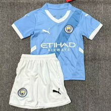 2025/26 Man City Home Blue Kids Soccer Jersey