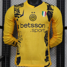 2024/25 In Milan Third Yellow Player Version Long Sleeve Soccer Jersey