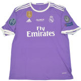 2016/17 RM Purple Away Retro Player Version Long Sleeve Soccer Jersey 球员版