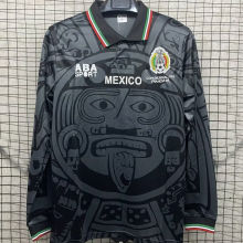 1998 Mexico Black Retro Long Sleeve Soccer Jersey