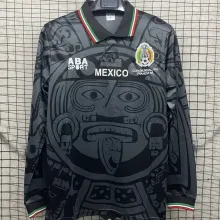 1998 Mexico Black Retro Long Sleeve Soccer Jersey