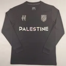 2025 Palestine Black Long Sleeve Soccer Jersey 英文