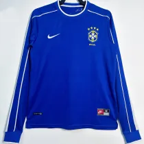 1998 Brazil Away Blue Retro Long Sleeve Soccer Jersey