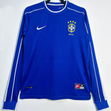 1998 Brazil Away Blue Retro Long Sleeve Soccer Jersey