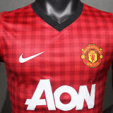 2012/13 M Utd Home Red Retro Player Version Long Sleeve Soccer Jersey 球员版长袖