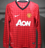 2012/13 M Utd Home Red Retro Player Version Long Sleeve Soccer Jersey 球员版长袖