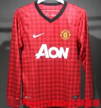 2012/13 M Utd Home Red Retro Player Version Long Sleeve Soccer Jersey 球员版长袖