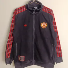 2025 M Utd Black Retro Windbreaker Jacket