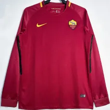 2017/18 Roma Home Red Retro Long Sleeve Soccer Jersey