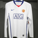 2008/2009 M Utd Away White Retro Player Version Long Sleeve Jersey 球员版长袖