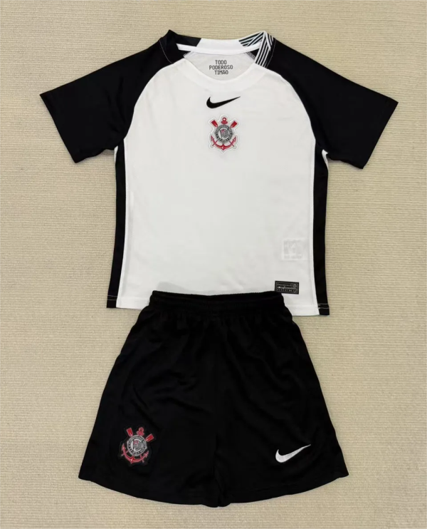 2025/26 Corinthians Home White Kids Soccer Jersey