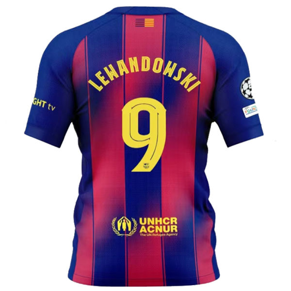 LEWANDOWSKI # 9 BA 1:1 Quality Home Fans Soccer Jersey 2025/26 ★★  UCL Font 欧冠字体