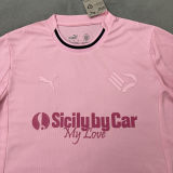 2025/26 Palermo Home Pink Fans Soccer Jersey 巴勒莫 有前后广告