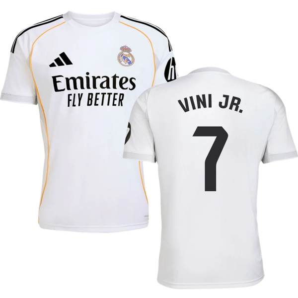 VINI JR． #7 RM Home 1:1 Quality White Fans Soccer Jersey 2025/26（Laliga Font) ★★