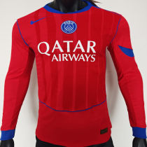 2025/26 PSG Third Red Player Version Long Sleeve Soccer Jersey