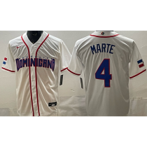 2026 WBC Dominicana #4 MARTE White Baseball Jersey