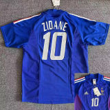 ZIDANE #10 France Home Blue Retro Soccer Jersey  2002 ★★