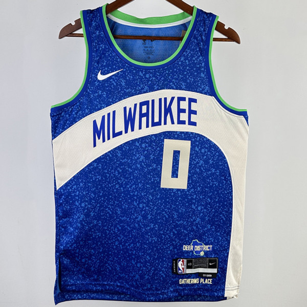 2023/24 Bucks LILLARD #0 Blue City Edition NBA Jerseys