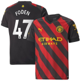 2022/23 Man City 1:1 Away Red Black Fans Soccer Jersey