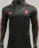 2025 M Utd Black Retro Style Player Version Long Sleeve Soccer Jersey