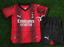 2023/24 AC Milan Home Kids Soccer Jersey 不带旧袖广告