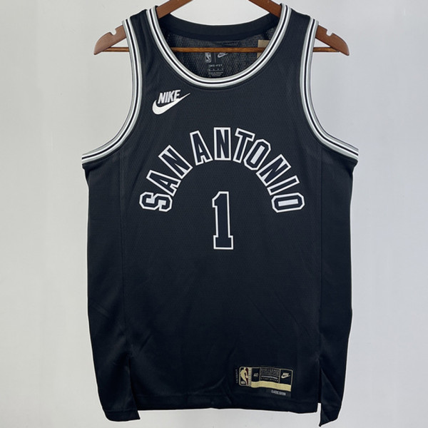 2023/24 Spurs WEMBANYAMA #1 Black Retro NBA Jerseys