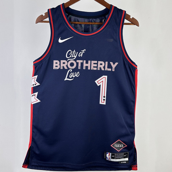 2023/24 76ers HARDEN #1 Sapphire Blue City Edition NBA Jerseys 热压