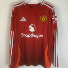 2024/25 M Utd Home Red Long Sleeve Fans Soccer Jersey