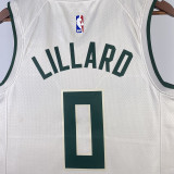 2023/24 Bucks LILLARD #0 Off-White NBA Jerseys