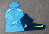 2024/25 Brazil Blue Hoody Zipper Jacket Tracksuit