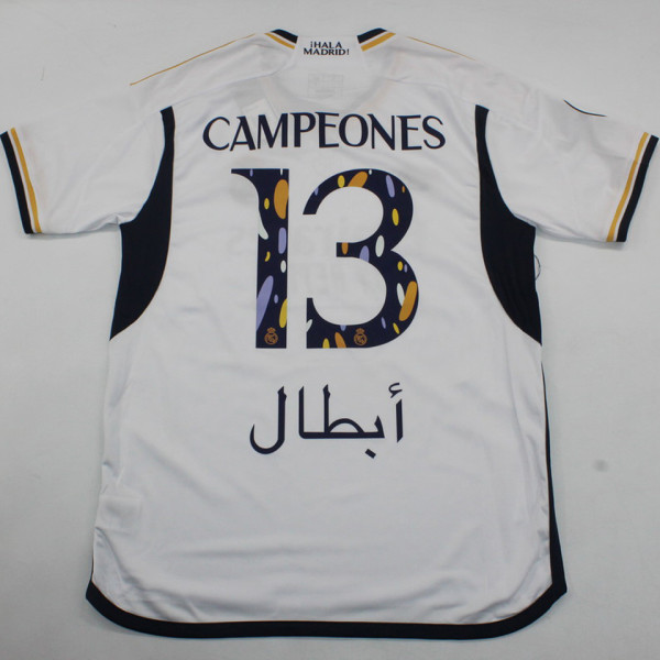 CAMPEONES #13 RM 1:1 Quality Home Supercopa de España Final Fans Jersey 2023/24 胸前小字+西班牙超级杯12右章
