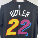 2023/24 Miami Heat BUTLER #22 Black City Edition Training Short sleeve NBA