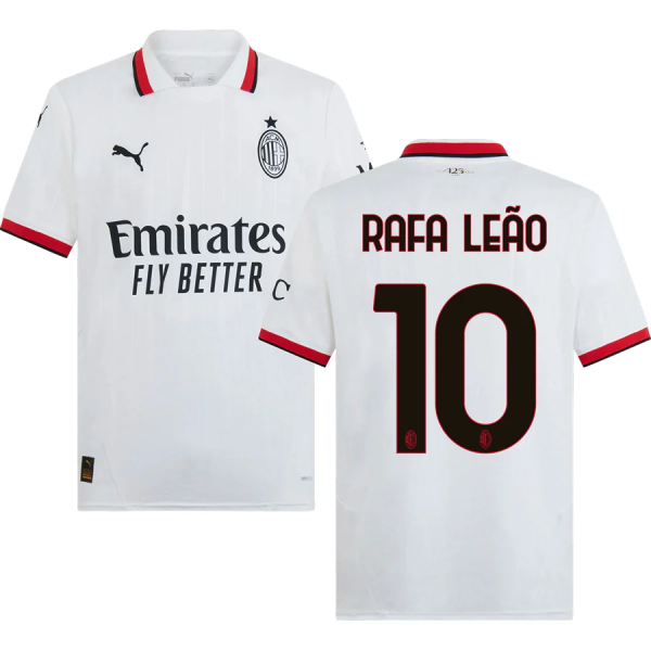RAFA LEãO #10 AC Milan Away White Fans Soccer Jersey 2024/25 意甲字体