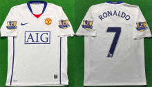 RONALDO #7 M Utd White Retro Jersey 2008/09 (Have Patch 带 07/08 CHAMPIONS 金 英超双臂章 FA Premier League Font 英超字体 ) ★★