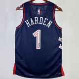 2023/24 76ers HARDEN #1 Sapphire Blue City Edition NBA Jerseys 热压