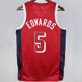2024 Team USA EDWARDS #5 Red NBA Jersey