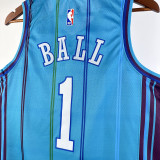 2023/24 Hornets BALL #1 Blue Retro NBA Jerseys 热压