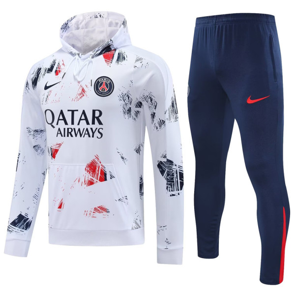 2025 PSG White Hoody Zipper Jacket Tracksuit