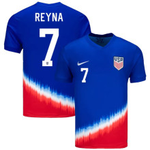 REYNA #7 #7 U.S 1:1 Quality Away Blue Red Fans Soccer Jersey 2024/25