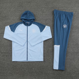 2024 Man City Blue Gray Hoody Zipper Jacket Tracksuit