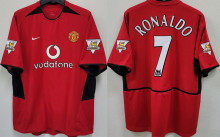 RONALDO #7 M Utd Home Retro Jersey 2002/04 (Have Patch 带CHAMPIONS 2002-2003 金 英超双臂章 FA Premier League Font 英超字体 ) ★★