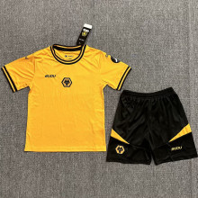 2024/25 Wolves Home Yellow Kids Soccer Jersey