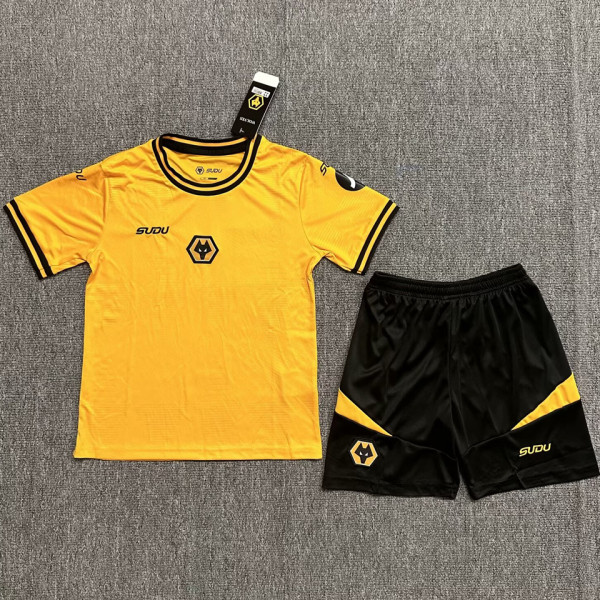 2024/25 Wolves Home Yellow Kids Soccer Jersey