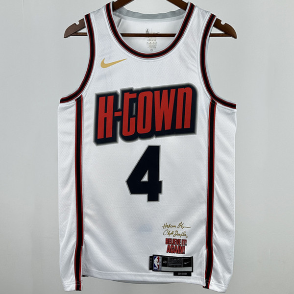 2025 Rockets GREEN #4 White City Edition NBA Jersey
