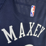 2023/24 76ers MAXEY #0 Sapphire Blue City Edition NBA Jerseys 热压